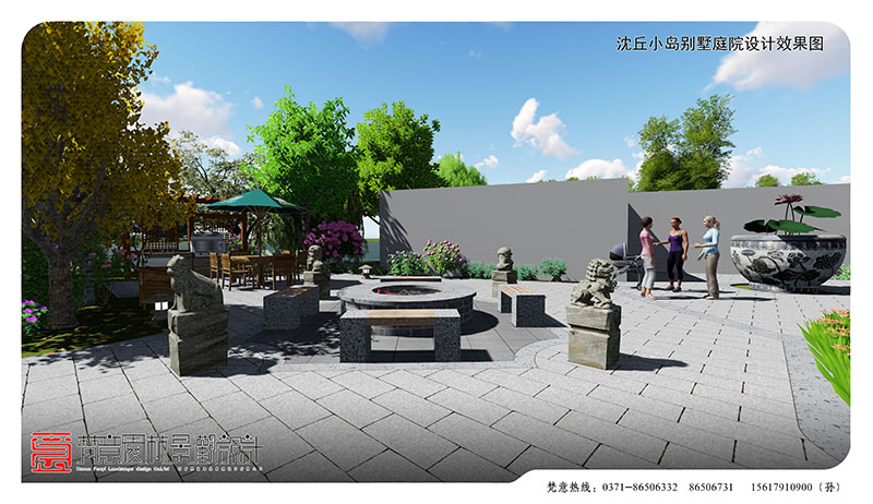 別墅庭院設(shè)計,周口沈丘小島別墅庭院設(shè)計