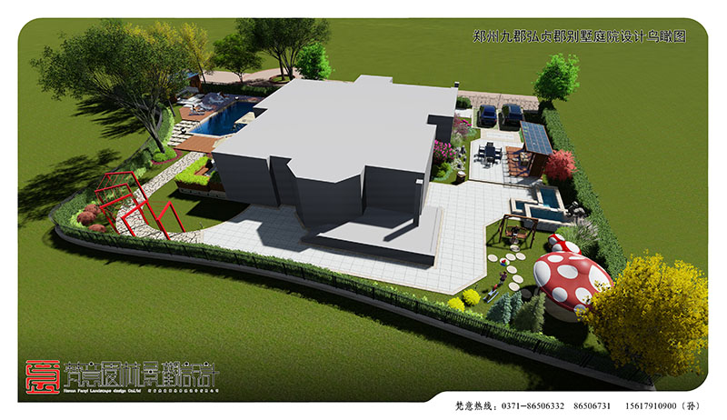 鄭州九郡弘別墅庭院設(shè)計,鄭州別墅庭院設(shè)計