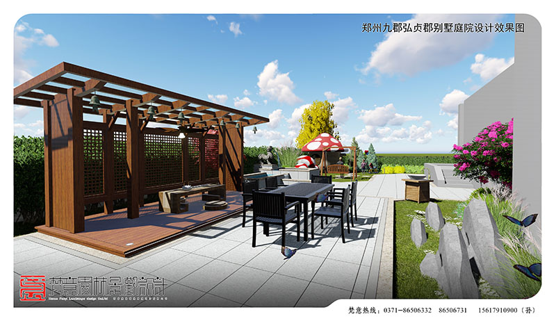 鄭州九郡弘別墅庭院設(shè)計,鄭州別墅庭院設(shè)計